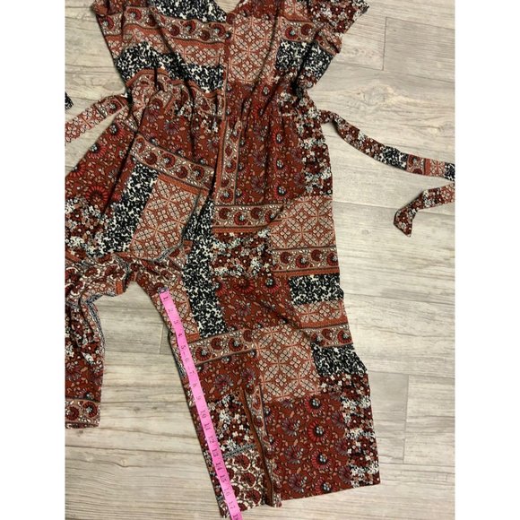 WRAPPER Womens Boho cropped Wide Leg Jumpsuit Medium - Picture 8 of 11